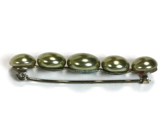 Grey Faux Pearl Bar Pin Simulated Pearls Vintage