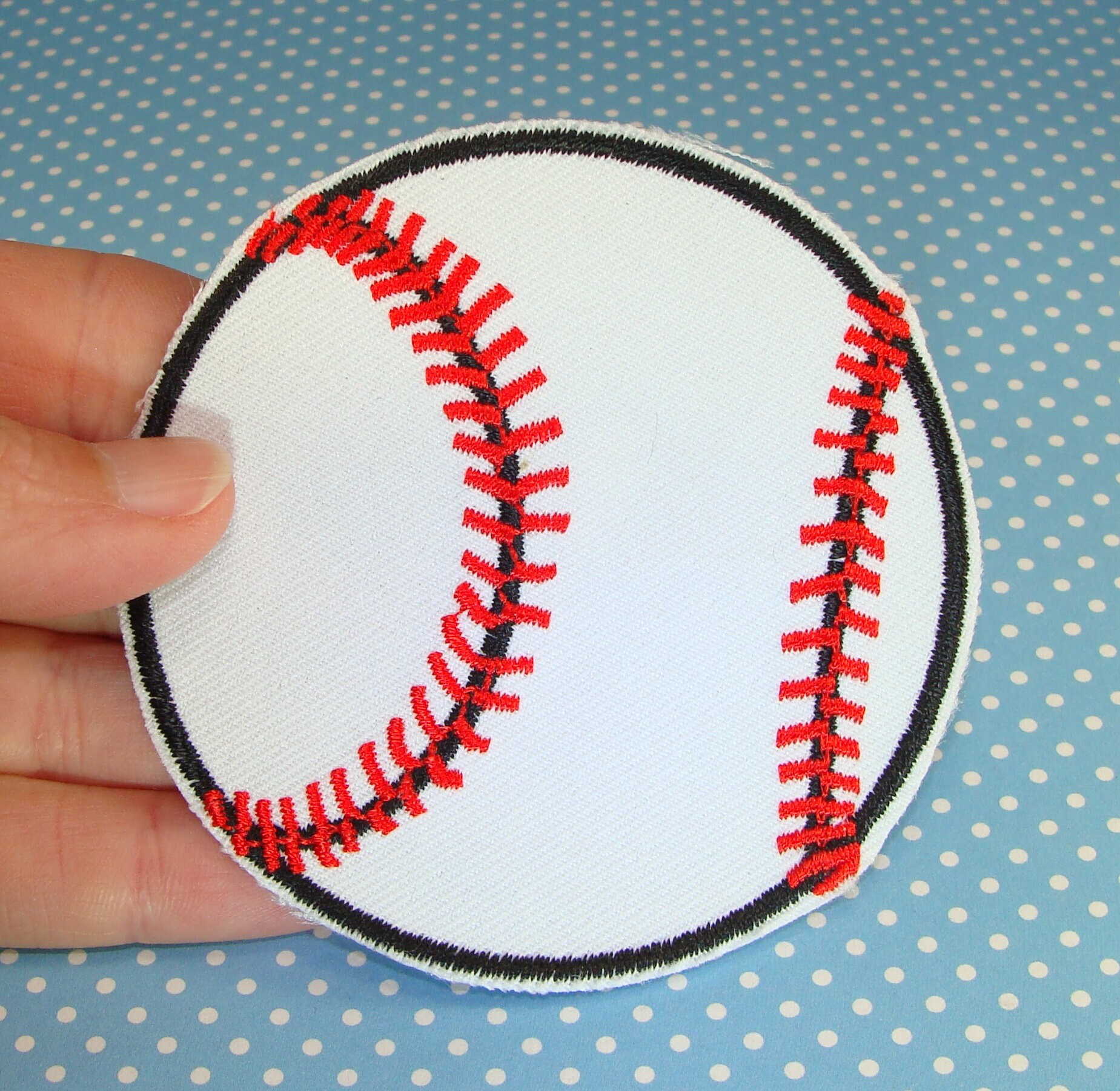 2 Baseball Patches Softball Embroidered Patch Applique Large 3" Ball