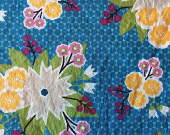 Nap Mat - Monogrammed Meadow Bloom Flowers in Teal Nap Mat with a Pink Minky Dot Blanket
