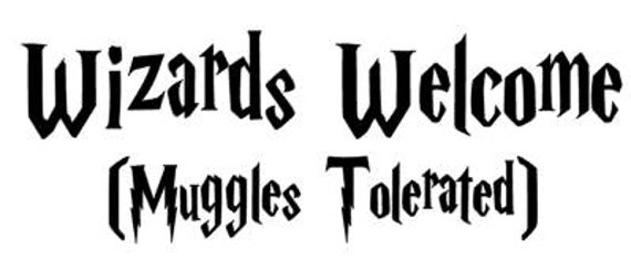 Wizards Welcome Muggles Tolerated vinyl door decal