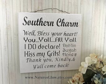 Southern Sayings Sign, Southern Charm, Southern Phrases, Wooden Sign, Southern Quotes, Words of the South, Bless Your Heart, Southern Girl