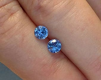 Sapphire Pair, Sapphire for Earrings, 4.4 mm Ceylon Sapphire Matched Pair, Round Ceylon Sapphires, Unheated Ceylon Sapphires