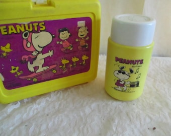 Peanuts Lunch Box with Thermos Snoopy Red Baron Lucy