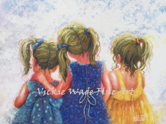 Three Sisters Art Print girls room sister wall decor sister