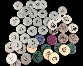 Gaming-Steine voller Satz Zufallsgenerator Token einschließlich 26 nummerierte Steine kundenspezifischen Auftrag
