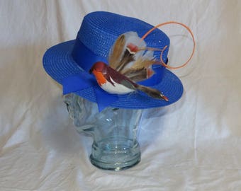 Mary Poppins Hat- Blue Straw Hat Inspired by the New Film "Mary Poppins Returns"