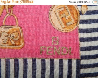 ON SALE Fendi Pink Cotton Bracelet Chains Printed Hanky Handkerchief