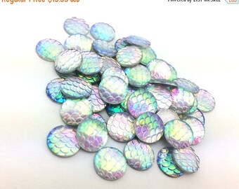 75% OFF - 100pcs Rainbow Mermaid Supplies - DIY Mermaid Costume - Scale Cabochons - 12mm Wholesale Cabochons - Flat Back Glue On Round F57