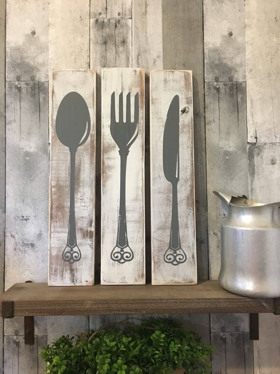 Farmhouse Kitchen Decor Silverware Sign Fork Knife Spoon Farmhouse Kitchen Decor Silverware Sign Fork Knife Spoon