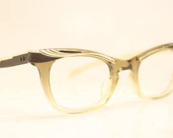 Small Unused Vintage Cat eye glasses Bronze fade cat eye frames NOS