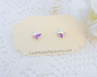 Swarovski Crystal Aurora Borealis Stud Earrings, Crystal Studs, Swarovski Studs, Stud Earrings, Swarovski Earrings, Swarovski Twister