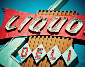 Beverly Mart Liquor Sign | Mid Century Modern Art | Neon Sign Print | Retro Kitchen Decor | Googie Wall Art | Retro Roadside | Neon Sign Art