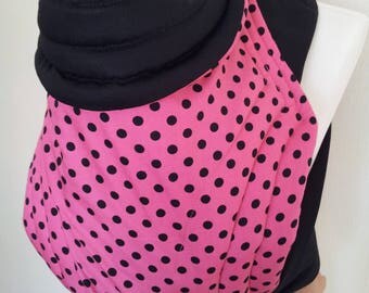 MEI TAI Baby Carrier / Sling / Reversible/ Polka Dots Black And Pink with Black in leg cut model