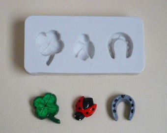 Moule 3 porte-bonheur français en silicone souple pour loisirs créatifs scrapbooking