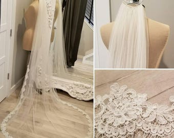 90" alencon lace bridal veil
