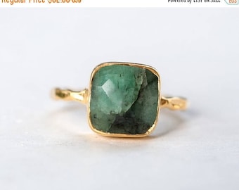 40 OFF - Raw Emerald Ring - May Birthstone Ring - Gemstone Ring - Stacking Ring - Gold Ring - Stacking Ring
