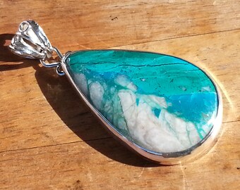 Chrysocolla Malachite Sterling Silver Pendant