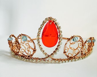 Elena Crown - Unique Crown - Elena of Avalor crown - Cosplay Crown - Renaisance Crown - Red Crystal Crown - Crystal Tiara - Rhinestone Crown