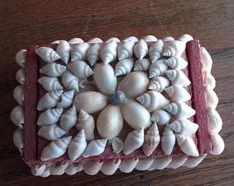 Vintage Shell Encrusted Trinket Box Sailor's "Cousin" Valentine, Jewelry Box, Wedding, Vintage Trinket Box, Gift for Her, Collectible