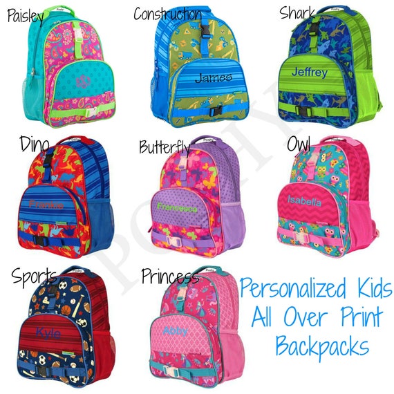 Monogrammed Kids Backpack All Over Printed backpack Boys