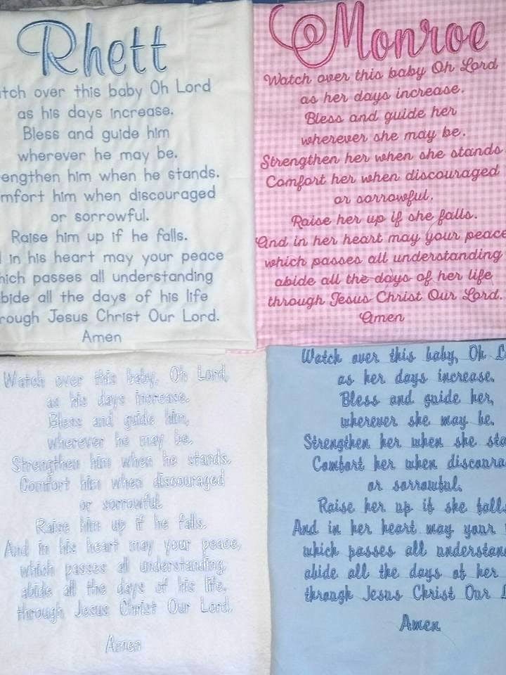 Embroidered Baby Blanket Blessings Prayer for GIRLS