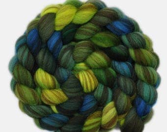 Hand painted roving - Shetland Humbug wool spinning fiber - 4.1 ounces - Well-Wishers 1