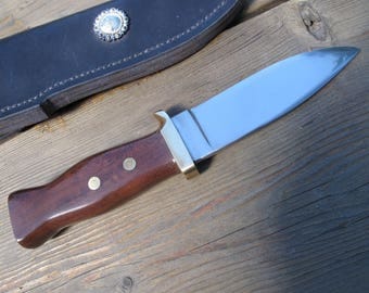 Tactical/Hunting Knife 440C Stainlass Steel Blade, Katalox Wood handle With Leather Sheath