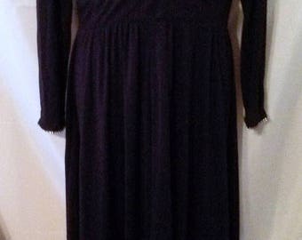 SUMMER CLEARANCE SALE 70s Vintage Black Palazzo Pants Maxi Dress-Jumpsuit-Size 10-Medium-40" Bust-Mary Martin-Chic Elegant Holiday Evening P