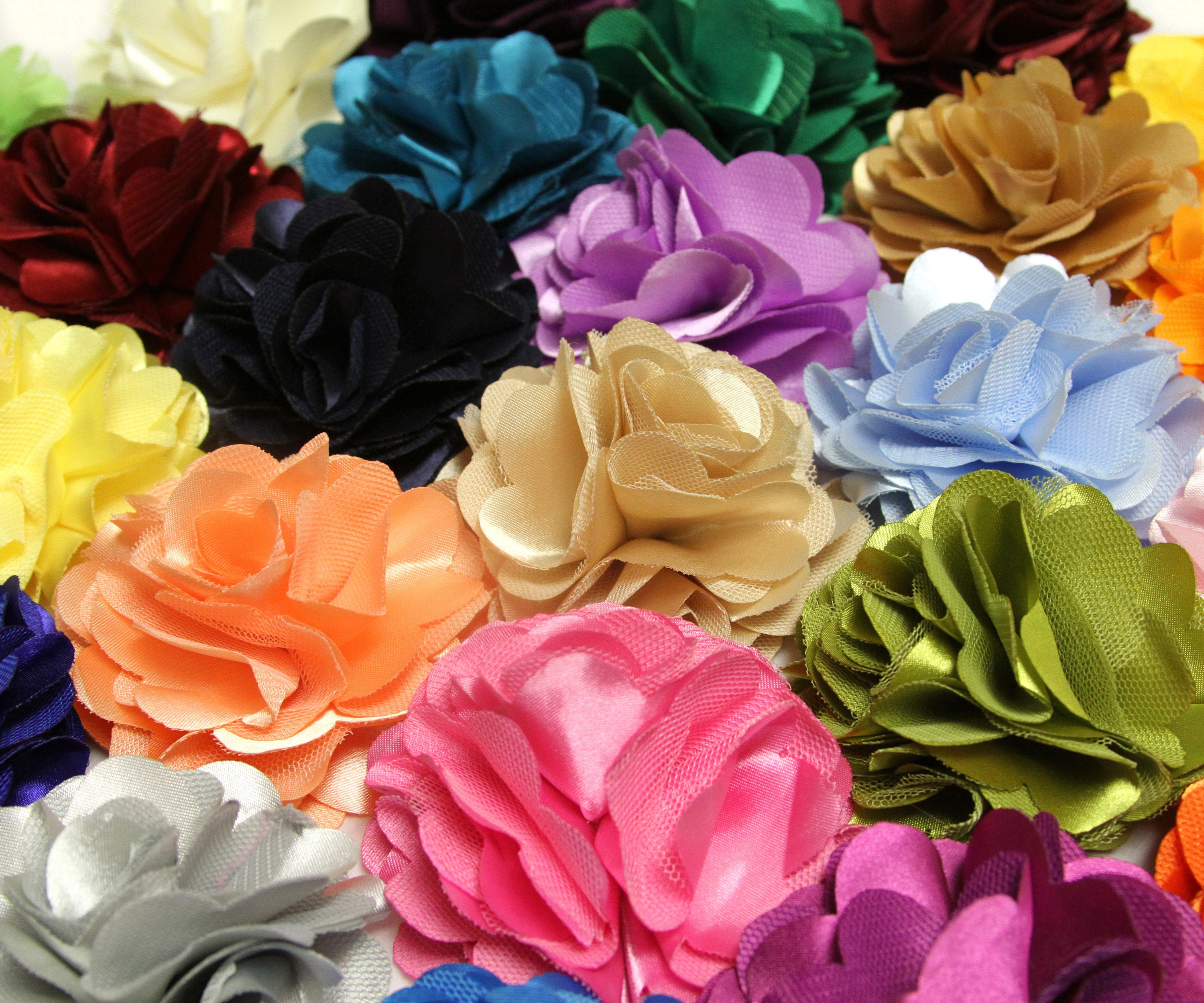 Diy Hair Flowers Silky Satin Mesh Flowers 2.8 Inch