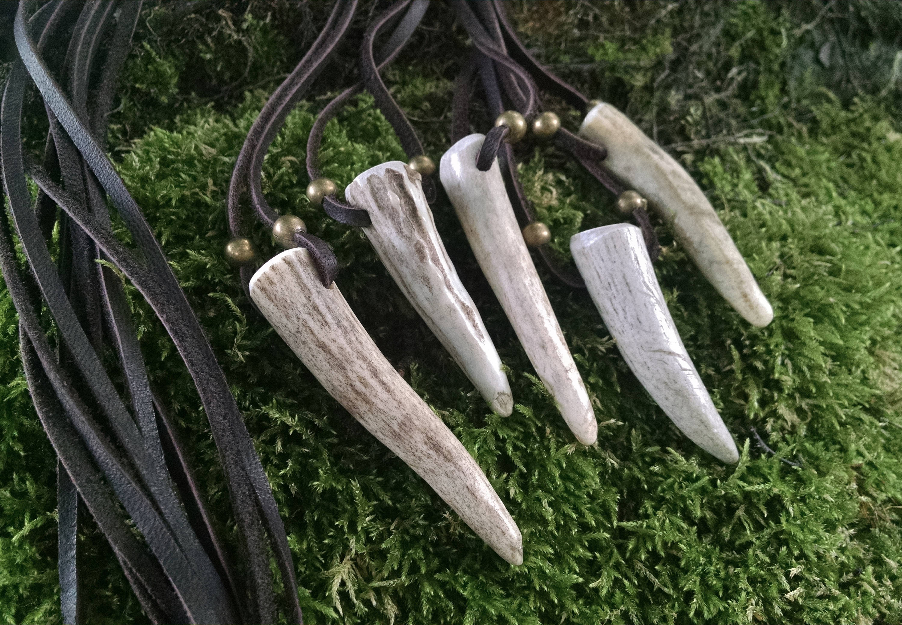 Antler Point Necklace, Deer Antler Pendant, Rustic Primitive Natural