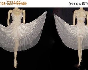 15% OFF FALL SALE Vintage Romantic Fairy Tale Andrea Kristoff for Escante Nightgown Bridal Trousseau Lace Ruffle Grand Sweep Bustier Look St