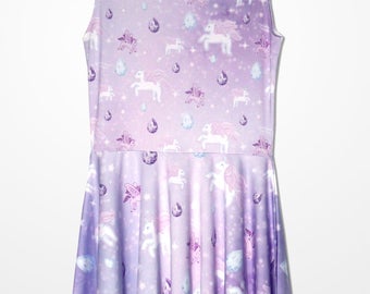 Unicorn Dress Pegasus Pony Pastel Fairy Kei Lolita Pastel Galaxy Dress Stars Universe Skater Dress Size XS Through 5XL *Made to Order*
