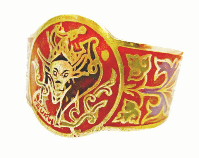 Zodiac Boho Cuff Bracelet - Taurus - Brass Enamel Bangle