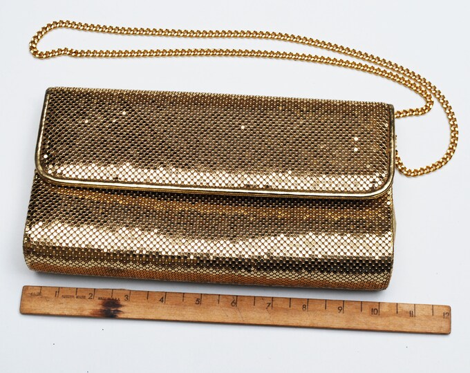 Whiting And Davis Purse - gold metal mesh - Signed - Evening Bag Wedding Bride