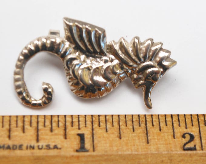 Silver sea Horse brooch - Silver plated - Figurine sea life pin