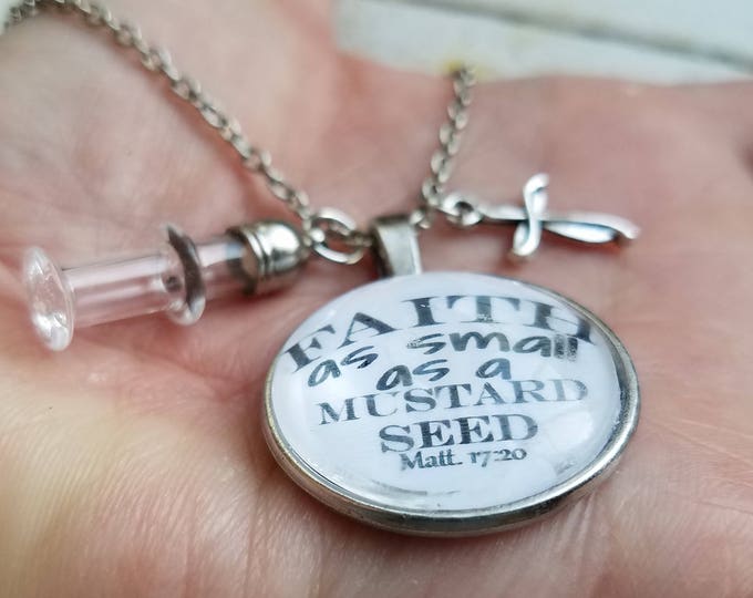 Mustard Seed Necklace Matthew 17 20 necklace Faith as small, Christian gift Bible verse jewelry Scripture Pendant Mustard Seed Charm #IL92