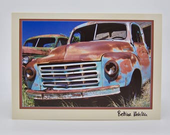 New Mexico Rusty Trucks - Folded 5"x7" Greeting Card