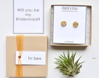 Druzy Earrings | Will you be my Bridesmaid | Bridesmaid Earrings | Drusy | Wedding | Flower Girl | Maid of Honor Gift