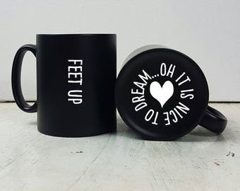 Personalised Engraved Feet Up Mug-Relaxing Gift-Gift for Mum-Gift for Dad-After Exams Gift-Retirement Gift-Mug Gift-Relaxing Gift