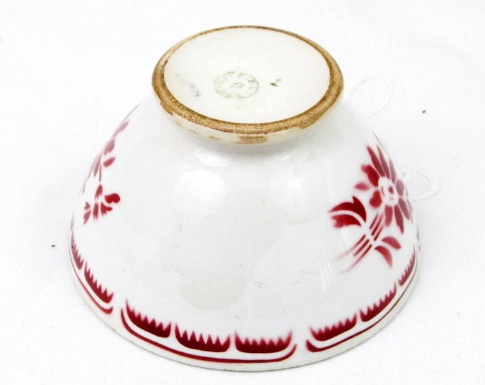 Antique Red and White Farmhouse Coffee Bowl from France, French Country Ceramic Café au Lait Bowl, Cottage Kitchen Latte Bowl Antique Red and White Farmhouse Coffee Bowl from France, French Country Ceramic Café au Lait Bowl, Cottage Kitchen Latte Bowl