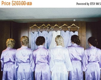 ON SALE Lilac Bridesmaid Robes Set of 7, Embroidered Robe, Getting Ready Robe, Wedding Robe Bridesmaid Gifts, Bridal Robes and Bride Robe