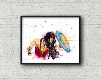 Wonder Woman art print: DC Comic art, Wonder Woman fan art, Gal Gadot, Superhero art, Wonder Woman wall decor, Justice League art, movie art