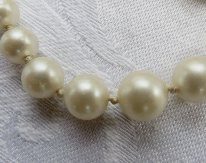 Vintage Pearl Necklace, Double Strand, Genuine Hand knotted Pearls, Wedding, Bridal Jewelry