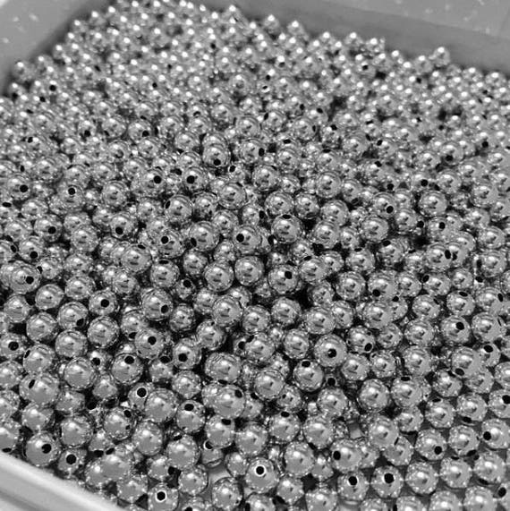 4mm Sterling Silver Beads Large Hole 4mm 925 Beads Pack Of 