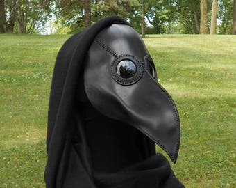 Leather Plague Doctor Mask Black Classic Medieval Steampunk Dieselpunk Apocalyptic Pagan LARP Cosplay Halloween