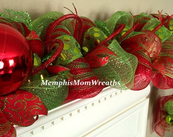 10' Christmas Garland Pre-lit - Christmas Garland - Deco Mesh Garland - Christmas Garland - Mantel Garland
