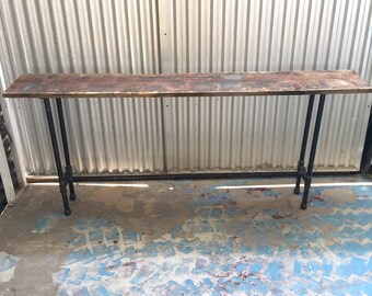 Henry Console Table 72" Reclaimed Wood and Steel Pipe Modern Industrial Vintage Furniture