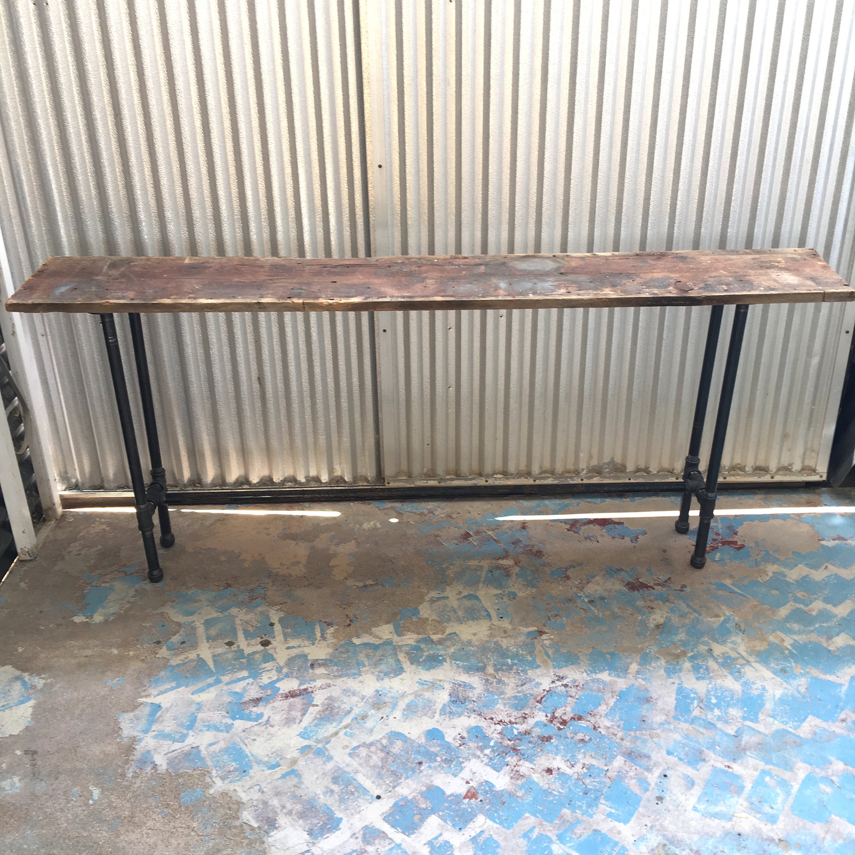 Henry Console Table 72 Reclaimed Wood and Steel Pipe