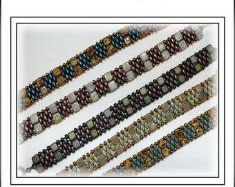 15% Off - Summer Sale - Tutorial ~ Czechmate Tile & SuperDuo Cuff Bracelet by Reggie's Creations ~ Beaded Bracelet Pattern ~ Bead Packs in L