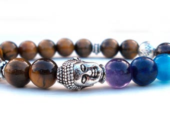 Reiki Buddha Lotus bracelet, Chakra bracelet, Buddha bracelet, Tiger Eye bracelet, Lotus flower bracelet, Yoga bracelet, Meditation bracelet